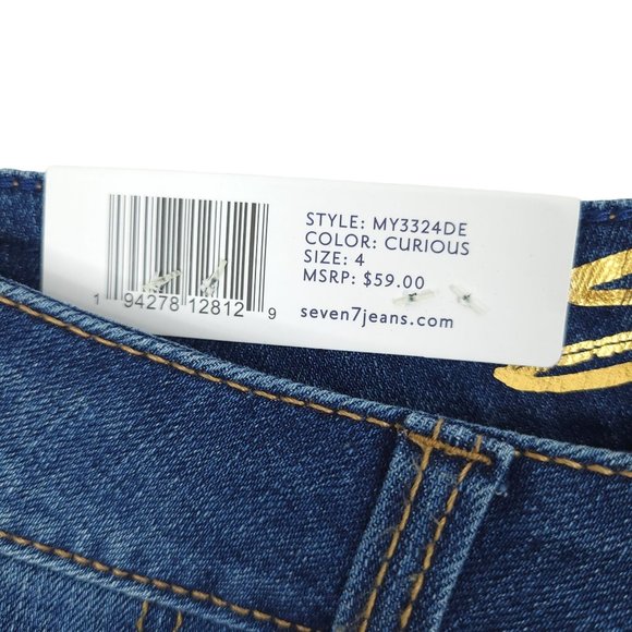 Seven7 Weekend Shorts Women Dark Wash Denim Jean Fray Hem 5" Inseam Stretch Sz 4 - Picture 6 of 10